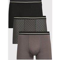 The Very Collection Men'S Printed Trunks 3 Pack - Brown/Black Mix