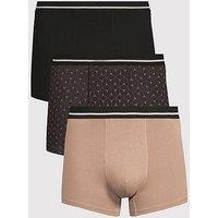 The Very Collection Men'S Printed Trunks 3 Pack - Brown/Black Mix