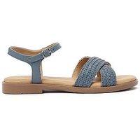 Hotter Saskia Wide Fit Woven Sandals - Soft Blue