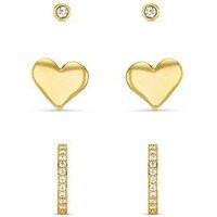 Orelia Molten Heart & Pave Hoop Earring Pack