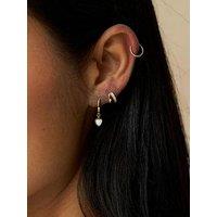 Orelia Opal Heart Drop Huggie Hoop Earrings