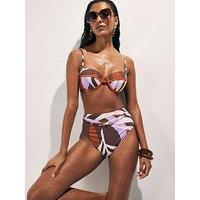 River Island Shaping Print Bikini - Brown