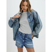River Island Riley Ripped Shorts - Blue