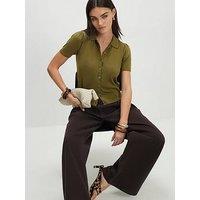 River Island Short Sleeve Polo Cardigan - Green