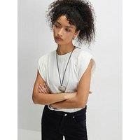 River Island Short Sleeve Ruched Shoulder Tee