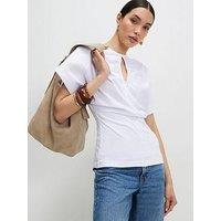 River Island Short Sleeve Angel Sleeve Cut Out T-Shirt - White