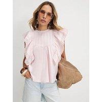 River Island Short Victoriana Frill Blouse - Pink