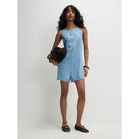 River Island Como Boat Neck Romper - Blue