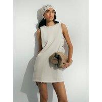 River Island Ellis Mini Swing Popper Dress - Beige