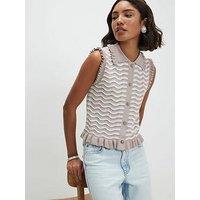 River Island Brunch Collar Tank - Beige