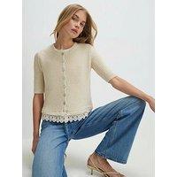River Island Lace Hem Knitted Top - Cream