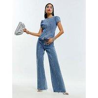 River Island Flounder Bling Button Wide - Blue