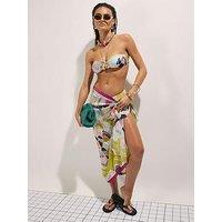 River Island Print Fringe Sarong - Yellow