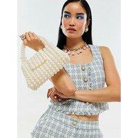 River Island Fringe Hem Scoop Boucle Waistcoat- Blue