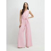River Island Scallop Linen Jumpsuit - Pink