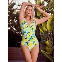 Long Tall Sally Lemon Print Swimsuit - Blue
