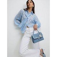 River Island Organza Polka Dot Blouse - Blue