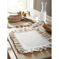 The Very Collection Cotton And Linen Blend Placemats With Frill Edge - Set Of 2