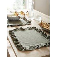 The Very Collection Cotton And Linen Blend Placemats With Frill Edge - Set Of 2