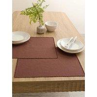 Michelle Keegan Home Cotton And Linen Blend Placemats With Raw Edge - Set Of 2