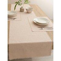 Michelle Keegan Home Cotton And Linen Blend Table Runner With Raw Edge