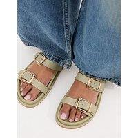New Look Mint Green Faux Leather Buckled Strap Sandals