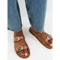 New Look Tan Faux Leather Buckled Strap Sandals