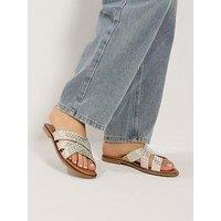 Long Tall Sally Leather Woven Mule - Gold