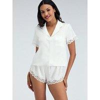 Boux Avenue Amelia Satin Short Pyjama Set - Ivory