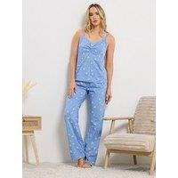 Long Tall Sally Starfish Cami Wide Leg Pyjama Set - Blue
