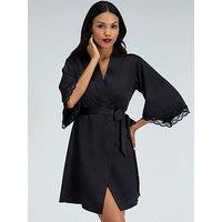 Boux Avenue Amelia Satin Short Robe - Black