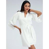 Boux Avenue Amelia Satin Short Robe - Ivory