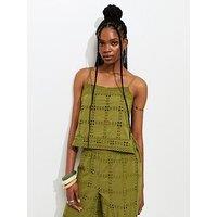 New Look Green Cutwork Cami Co-Ord Top