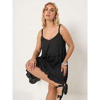 Yours Curve Lurex Crinkle Mini Beach Dress - Black