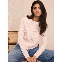 Mint Velvet Flower Applique Popper Cardigan - Pink