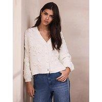 Mint Velvet Applique Flower Cardigan - Ivory