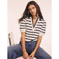 Mint Velvet Knit Denim Mix Jumper - White