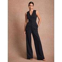 Mint Velvet Navy Polka Dot Trouser - Blue