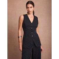 Mint Velvet Polka Dot Waistcoat - Blue