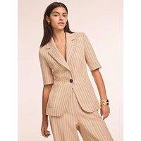 Mint Velvet Pinstripe Short Sleeve Blazer - Cream