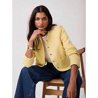 Mint Velvet Curved Boucle Jacket - Yellow