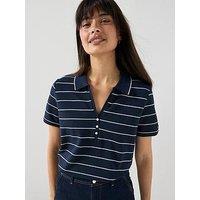 Tommy Hilfiger Regular Fit Pique Henley Polo Shirt - Blue / White