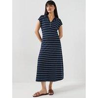 Tommy Hilfiger Lyocell Henley Midi Polo Dress - Blue
