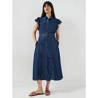 Tommy Hilfiger Volant Fit And Flare Midi Dress Leny Short Sleeve - Leny