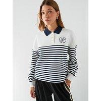 Tommy Hilfiger Gold-Tone Button Relaxed Polo Sweatshirt - Blue