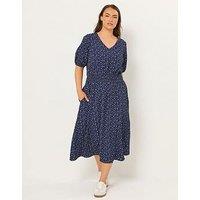 Yours Curve Texture Smock Midaxi Dress - Blue