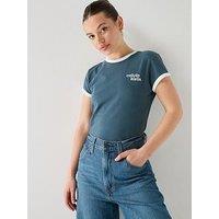 Calvin Klein Jeans Short Sleeve Slim Logo Ringer T-Shirt - Grey