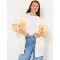 Yours Curve Edge To Edge Colourblock Cardigan - Pink