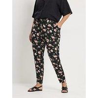 Yours Curve Double Pleat Harem Trousers - Black