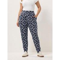 Yours Curve Double Pleat Harem Trouser - Blue